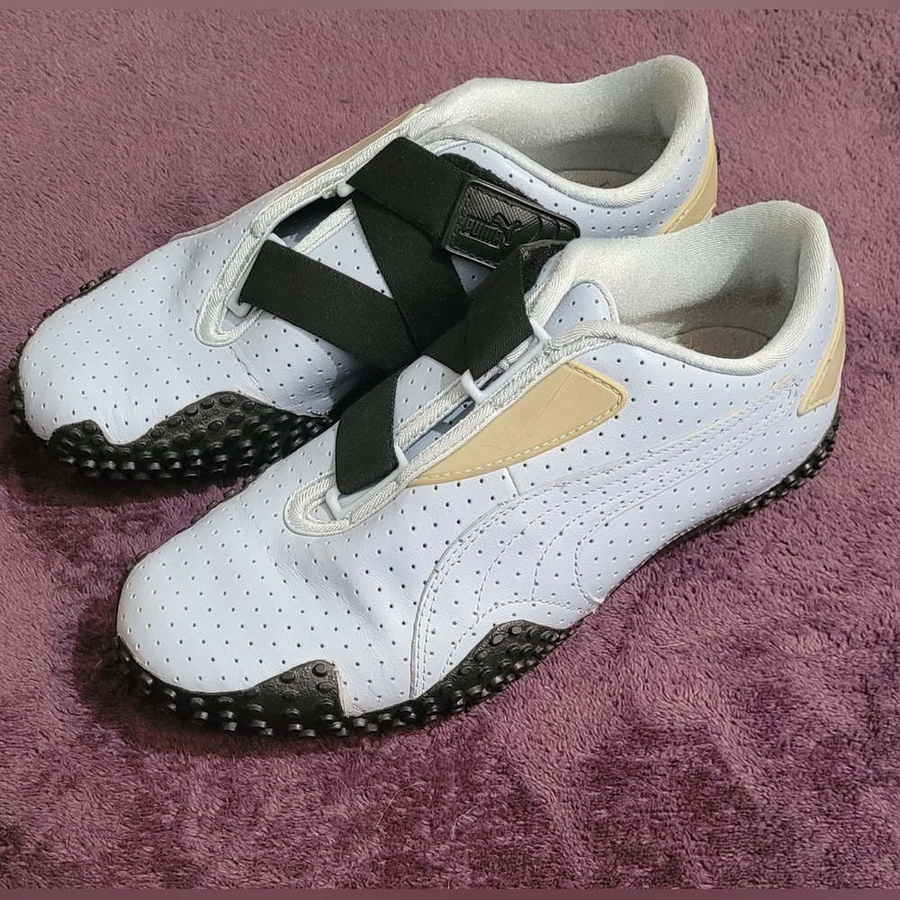Vtg Y2K Puma Mostro Perf Slip On Shoes Perforated Leather Strap Women's 7.5
